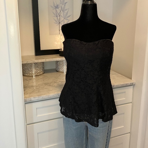 Lily Morgan Black Strapless Lace Like Halter Top - Picture 1 of 16